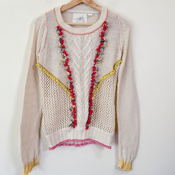 Anthropologie Angel of the North Pom  Pom Sweater - Picture 2 of 11